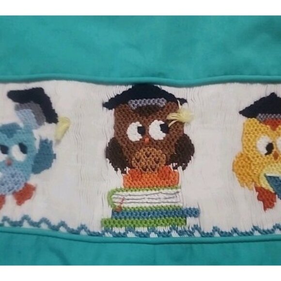 Unique Smocked Romper Mom & me Boys One Piece Outfit, Embroidered Owls 12m - Picture 1 of 12